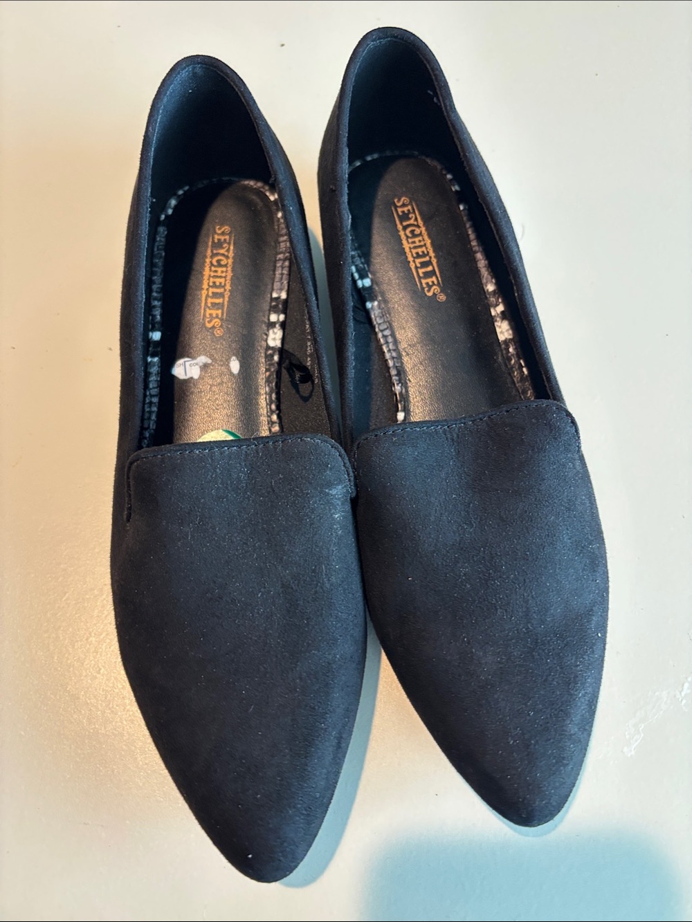Seychelles Black Suede Pointed Slip-On Flats